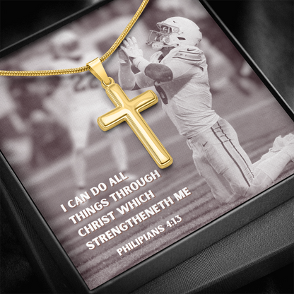 Engraved Cross Necklace with Snake Chain For Christians