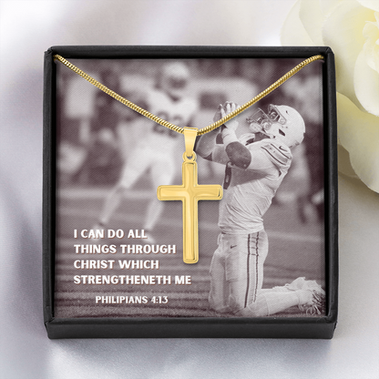 Engraved Cross Necklace with Snake Chain For Christians