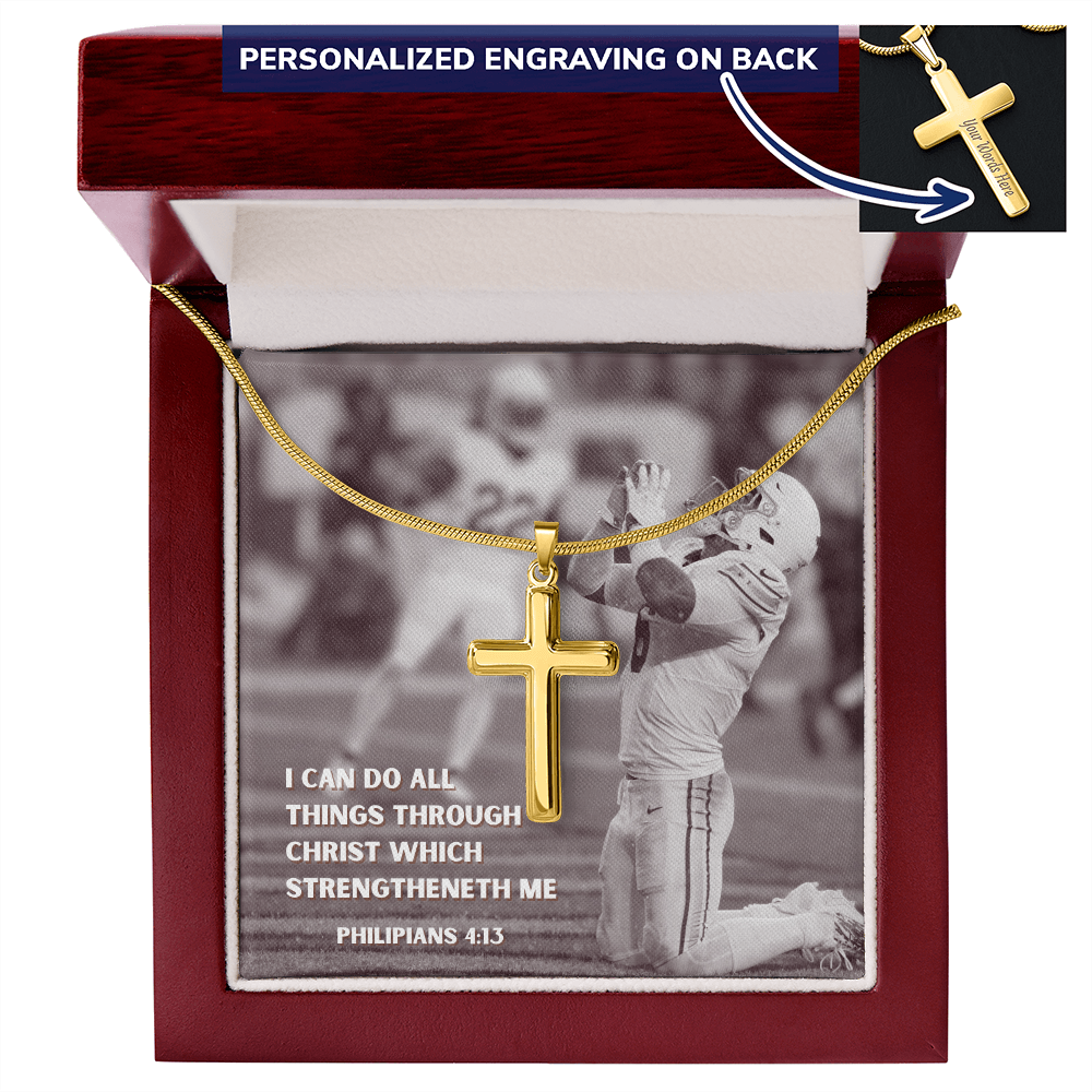 Engraved Cross Necklace with Snake Chain For Christians