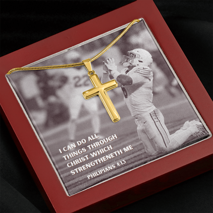 Engraved Cross Necklace with Snake Chain For Christians