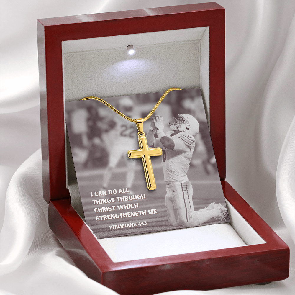 Engraved Cross Necklace with Snake Chain For Christians