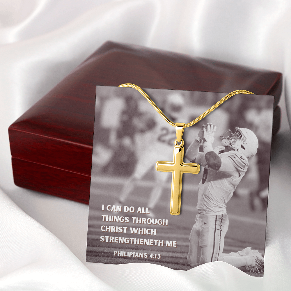 Engraved Cross Necklace with Snake Chain For Christians