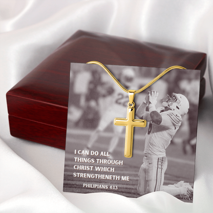 Engraved Cross Necklace with Snake Chain For Christians