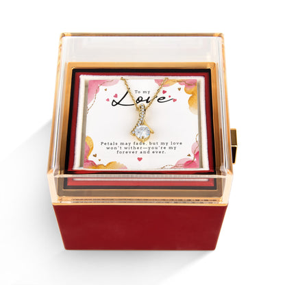 Alluring Beauty Necklace with Rotating Rose Gift Box and Personalized Card for your Love