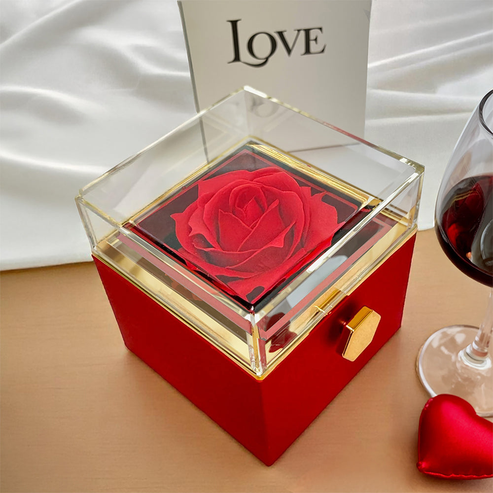 Forever Love Necklace with Rotating Rose Gift Box and Personalized Card for Your Love