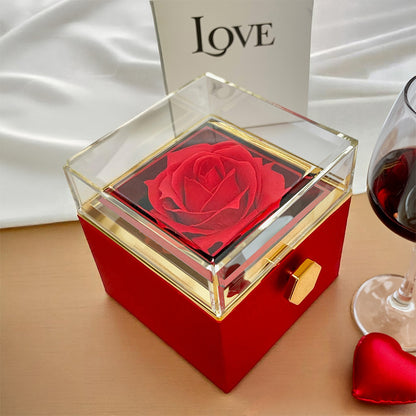 Forever Love Necklace with Rotating Rose Gift Box and Personalized Card for Your Love