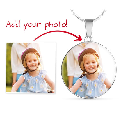Luxury Circle Necklace with Custom Engraving and Photo