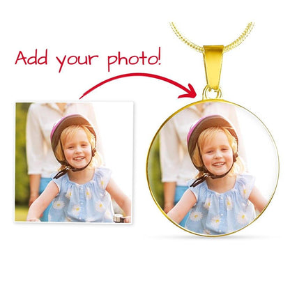 Luxury Circle Necklace with Custom Engraving and Photo