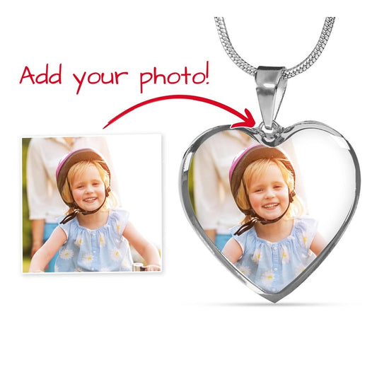 Luxury Heart Necklace with Custom Engraving and Photo