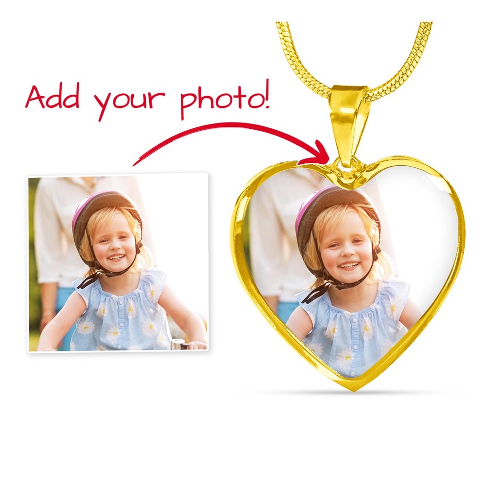Luxury Heart Necklace with Custom Engraving and Photo