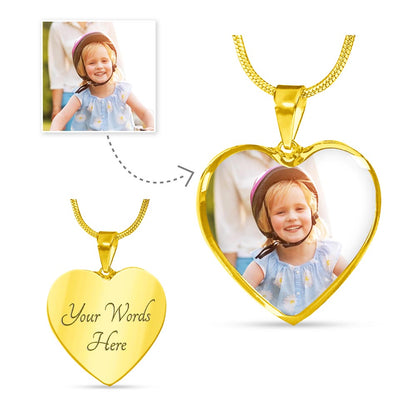 Luxury Heart Necklace with Custom Engraving and Photo