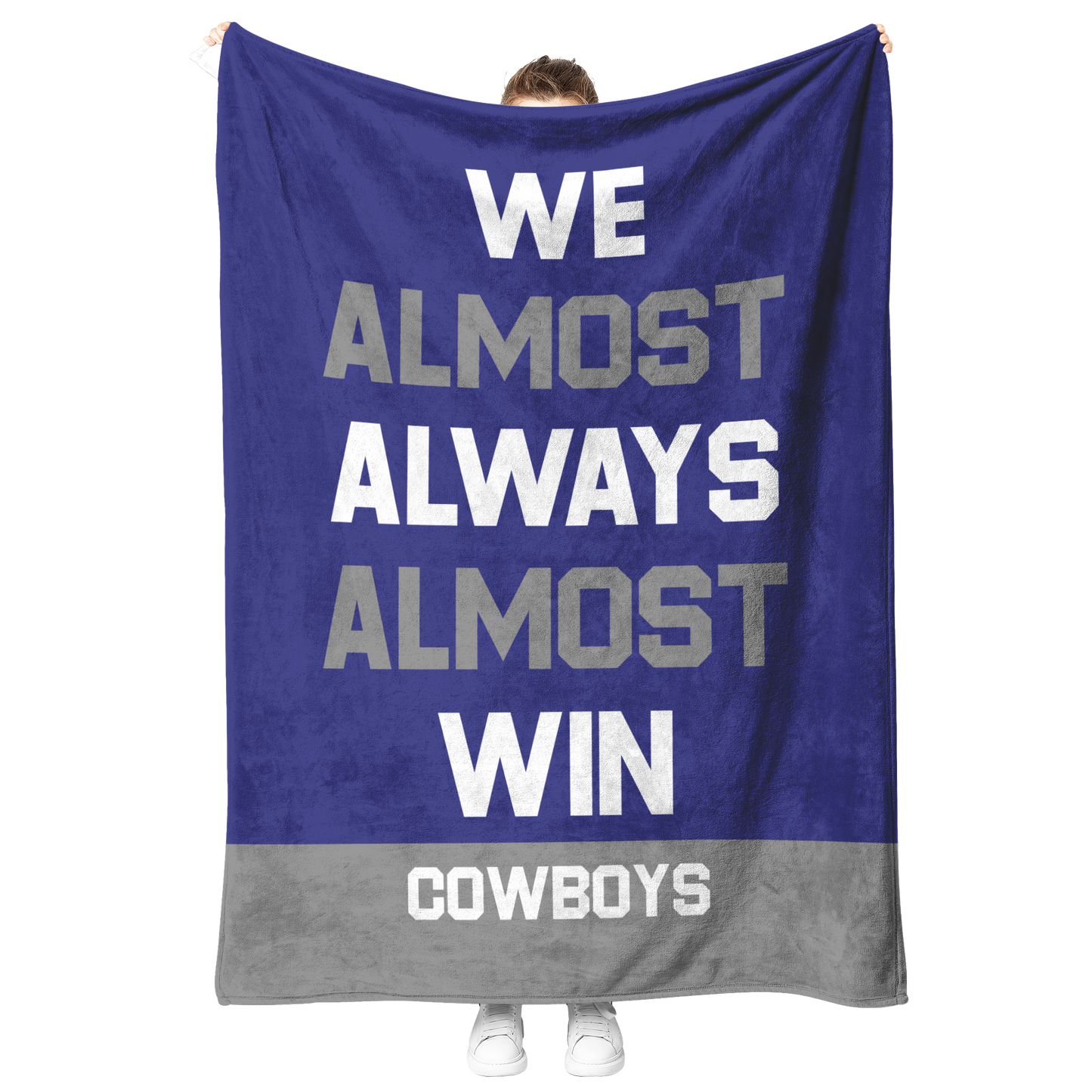 Personalized 'We Almost Win' Fleece Blanket in Football Team Colors - Custom Text for Game Day