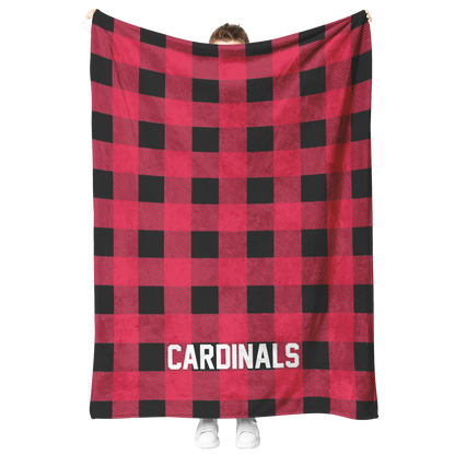 Personalized Plaid Fleece Blanket in Football Team Colors - Custom Text for Couch, Bed & Game Day