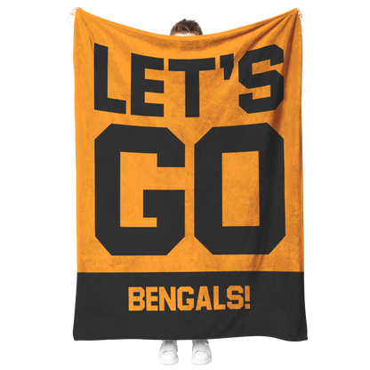 Personalized 'Let's Go' Fleece Blanket in Football Team Colors - Custom Text for Game Day