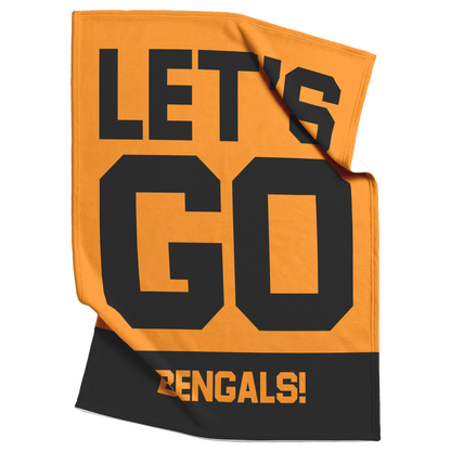 Personalized 'Let's Go' Fleece Blanket in Football Team Colors - Custom Text for Game Day