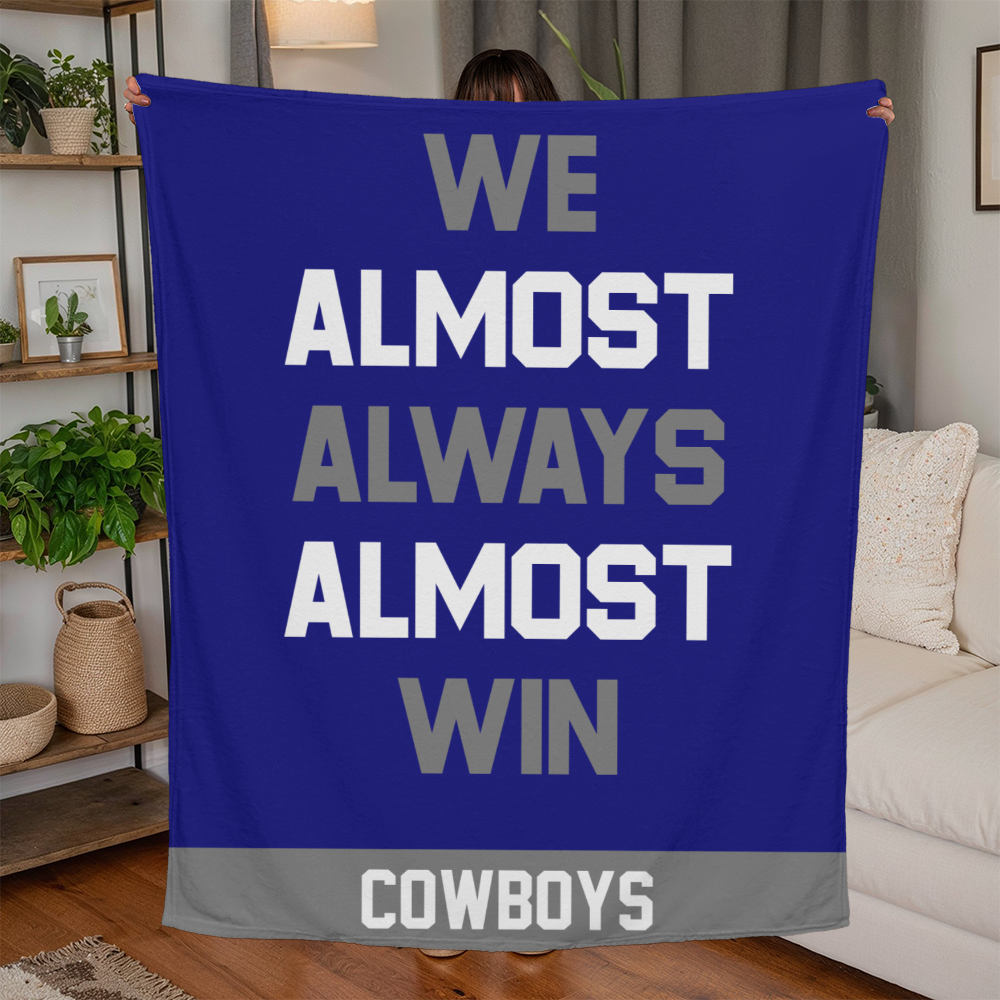 Personalized 'We Almost Win' Fleece Blanket in Football Team Colors - Custom Text for Game Day