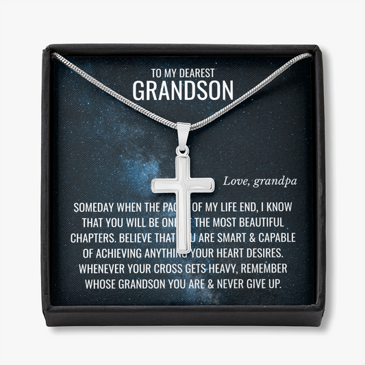Cross Necklace with Snake Chain & Personalized Card